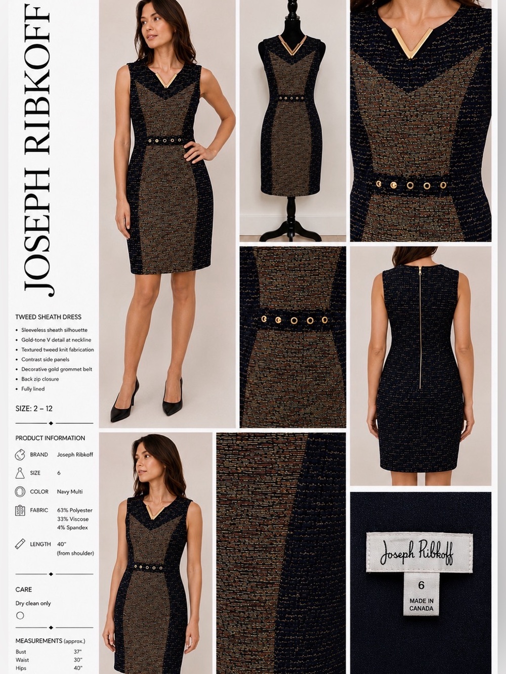 Joseph Rikkoff Navy Blue with Color Pattern Sleeveless Short Dress